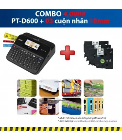 Máy in nhãn Combo: PT-D600 + 3 Cuộn nhãn 18mm | ⓿❽❻❽❺⓿❺⓿❺❺ | Máy in nhãn, máy in tem, máy in mã vạch | khuetu.vn