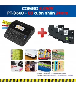 Máy in nhãn Combo: PT-D600 + 3 Cuộn nhãn 24mm | ⓿❽❻❽❺⓿❺⓿❺❺ | Máy in nhãn, máy in tem, máy in mã vạch | khuetu.vn