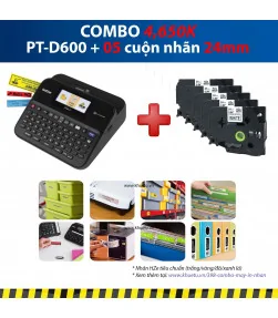 Máy in nhãn Combo: PT-D600 + 5 Cuộn nhãn 24mm | ⓿❽❻❽❺⓿❺⓿❺❺ | Máy in nhãn, máy in tem, máy in mã vạch | khuetu.vn