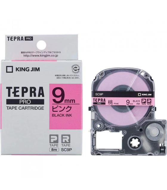 Tepra SC9P (Chữ đen nền hồng, khổ 9mm)