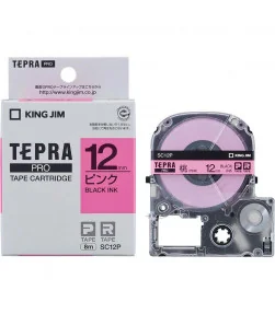 Tepra SC12P (Chữ đen nền hồng, khổ 12mm) | ⓿❽❻❽❺⓿❺⓿❺❺ | Nhãn in, tem in, giấy in, băng nhãn, tape in | khuetu.vn