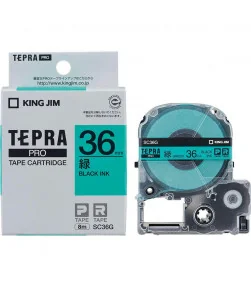 Tepra SC36G (Chữ đen nền xanh lá, khổ 36mm) | ⓿❽❻❽❺⓿❺⓿❺❺ | Nhãn in, tem in, giấy in, băng nhãn, tape in | khuetu.vn