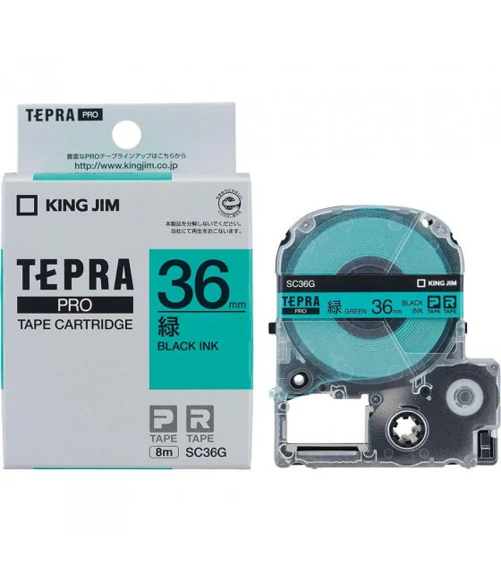 Tepra SC36G (Chữ đen nền xanh lá, khổ 36mm)