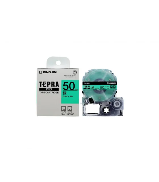 Tepra SC50G (Chữ đen nền xanh lá, khổ 50mm)