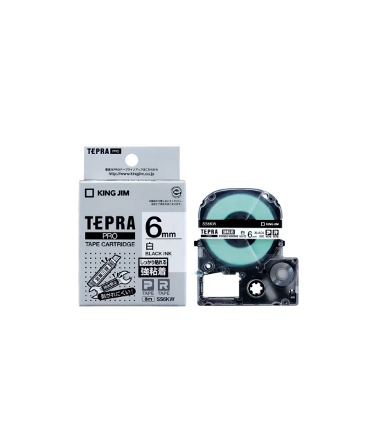 Tepra SS6KW (Chữ đen nền trắng, khổ 6mm, siêu dính)