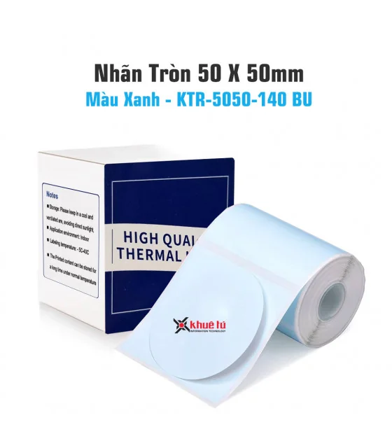 Nhãn tròn 50 x 50mm, màu xanh, KTR-5050-140BU
