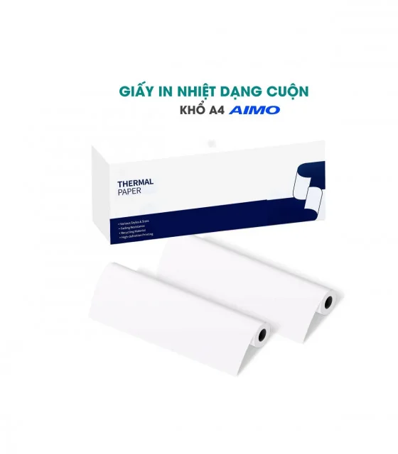 Giấy in nhiệt khổ A4 - dạng cuộn, chính hãng AIMO, KT-RMSG10-A4M8-2