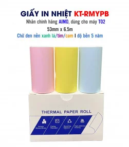 Giấy nhiệt vàng/hồng/xanh cho T02, độ bền 5 năm, 53mm x 6.5m, KT-RMYPB chính hãng AIMO | ⓿❽❻❽❺⓿❺⓿❺❺ | Nhãn in, tem in, giấy i...