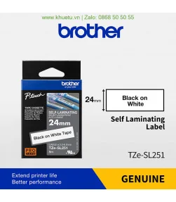 Brother TZe-SL251, khổ 24mm, dài 8m, Black on White, dán cáp CAT5E/6 | ⓿❽❻❽❺⓿❺⓿❺❺ | Nhãn in, tem in, giấy in, băng nhãn, tape...