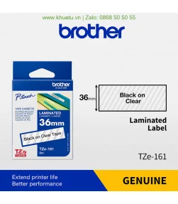 Brother TZe-161, khổ 36mm, dài 8m, Black on Clear, chống thấm nước | ⓿❽❻❽❺⓿❺⓿❺❺ | Nhãn in, tem in, giấy in, băng nhãn, tape i...