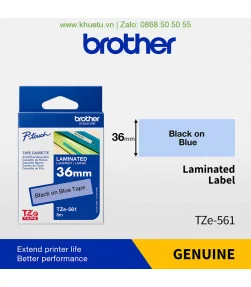 Brother TZe-561, khổ 36mm, dài 8m, Black on Blue, chống thấm nước | ⓿❽❻❽❺⓿❺⓿❺❺ | Nhãn in, tem in, giấy in, băng nhãn, tape in...