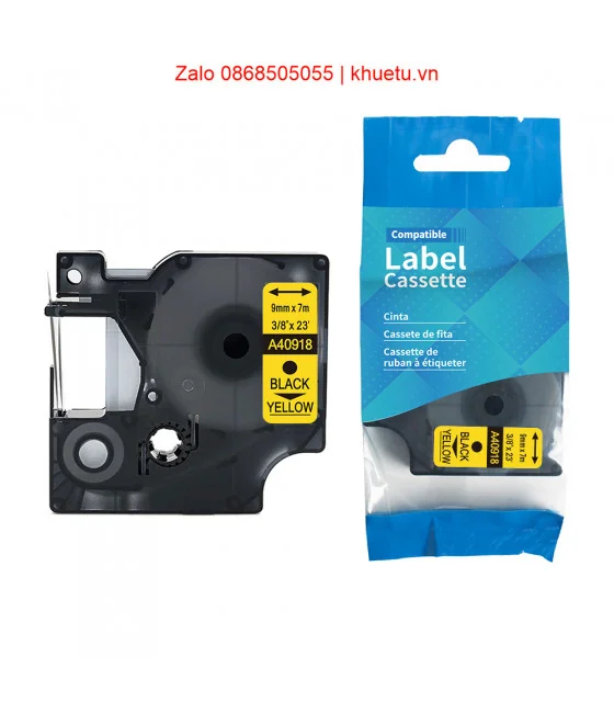 DM-A40918 D1 Tape A40918 9mm x 7m Black on Yellow