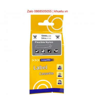 Rhino Flexible Nylon 3/4" (19mm), Black on White (18489) | ⓿❽❻❽❺⓿❺⓿❺❺ | Nhãn in, tem in, giấy in, băng nhãn, tape in | khuetu.vn