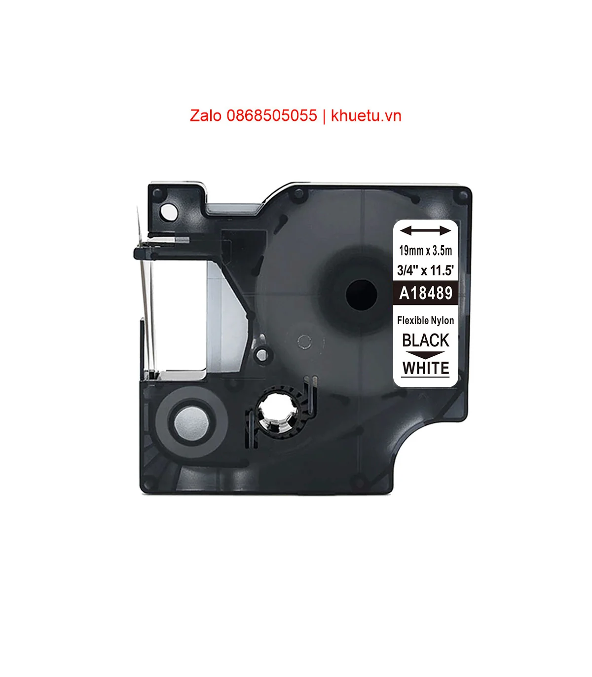 Rhino Flexible Nylon 3/4" (19mm), Black on White (18489) | ⓿❽❻❽❺⓿❺⓿❺❺ | Nhãn in, tem in, giấy in, băng nhãn, tape in | khuetu.vn