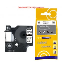 Rhino Flexible Nylon 3/4" (19mm), Black on White (18489) | ⓿❽❻❽❺⓿❺⓿❺❺ | Nhãn in, tem in, giấy in, băng nhãn, tape in | khuetu.vn