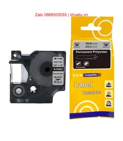 Rhino Permanent Polyester 3/8" (9mm), Black on Metallic (18485) | ⓿❽❻❽❺⓿❺⓿❺❺ | Nhãn in, tem in, giấy in, băng nhãn, tape in |...