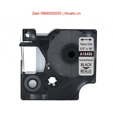 Rhino Permanent Polyester 1/2" (12mm), Black on Metallic (18486) | ⓿❽❻❽❺⓿❺⓿❺❺ | Nhãn in, tem in, giấy in, băng nhãn, tape in ...