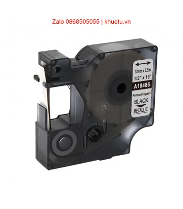 Rhino Permanent Polyester 1/2" (12mm), Black on Metallic (18486) | ⓿❽❻❽❺⓿❺⓿❺❺ | Nhãn in, tem in, giấy in, băng nhãn, tape in ...