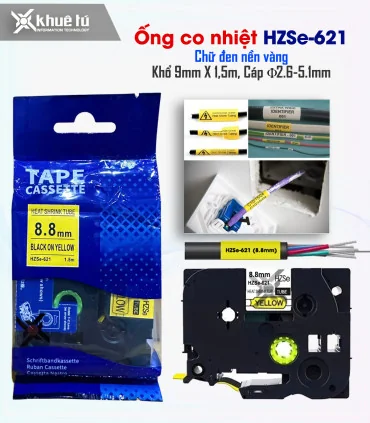 Ống co nhiệt HZSe-621, khổ 9mm x 1,5m, cáp 2.6-5.1mm, màu vàng | ⓿❽❻❽❺⓿❺⓿❺❺ | Ống co nhiệt, co nhiệt dây điện | khuetu.vn