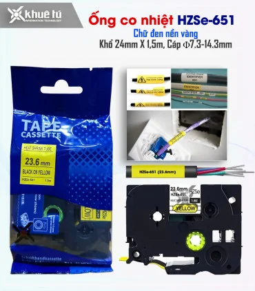 Ống co nhiệt HZSe-651, khổ 24mm x 1,5m, cáp 7.3-14.3mm, màu vàng | ⓿❽❻❽❺⓿❺⓿❺❺ | Ống co nhiệt, co nhiệt dây điện | khuetu.vn