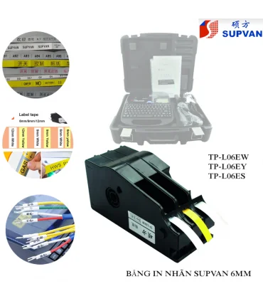 Nhãn in Supvan TP-L06ES, bạc, 6mm x 16M, cho máy TP70E/TP76E/TP80E/TP86E