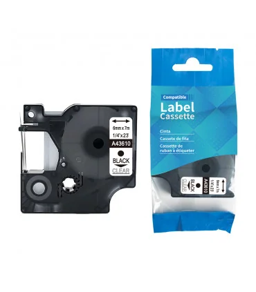 DM-A43610 D1 Tape 43610 6mm x 7m Black on Clear | ⓿❽❻❽❺⓿❺⓿❺❺ | Nhãn in, tem in, giấy in, băng nhãn, tape in | khuetu.vn