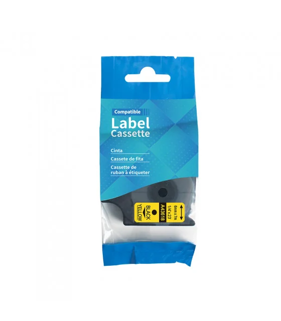 DM-A43618 D1 Tape 43618 6mm x 7m Black on Yellow