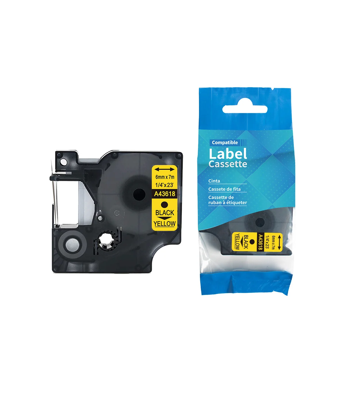 DM-A43618 D1 Tape 43618 6mm x 7m Black on Yellow | ⓿❽❻❽❺⓿❺⓿❺❺ | Nhãn in, tem in, giấy in, băng nhãn, tape in | khuetu.vn