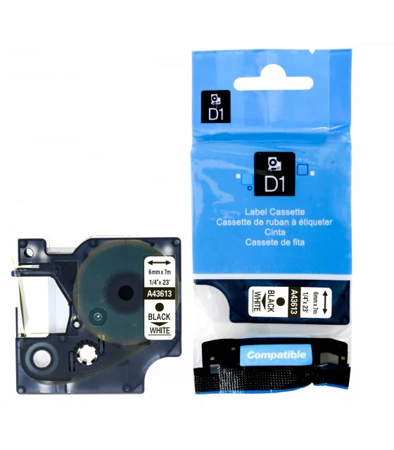 DM-A43613 D1 Tape 43613 6mm x 7m Black on White
