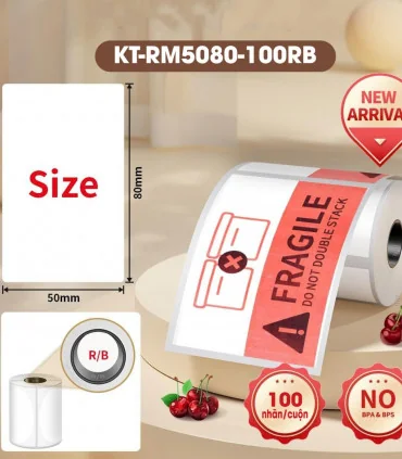 Nhãn đa năng 2 màu (đen & đỏ) 50 x 80mm, KTRM-5080-100RB | ⓿❽❻❽❺⓿❺⓿❺❺ | Nhãn in, tem in, giấy in, băng nhãn, tape in | khuetu.vn