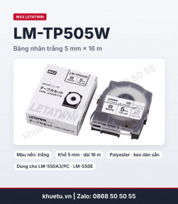 Băng nhãn MAX LM-TP505W trắng 5mm × 16m cho máy in ống lồng
