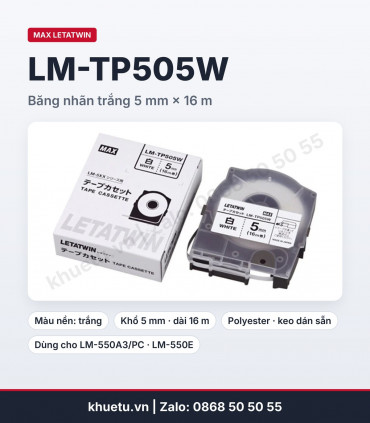 Băng nhãn MAX LM-TP505W trắng 5mm × 16m | khuetu.vn