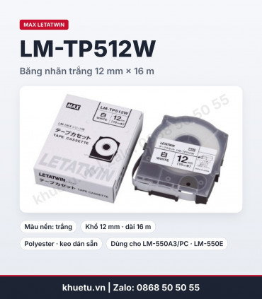 Băng nhãn MAX LM-TP512W trắng 12mm × 16m | khuetu.vn