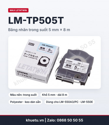 Băng nhãn MAX LM-TP505T trong suốt 5mm × 8m | khuetu.vn
