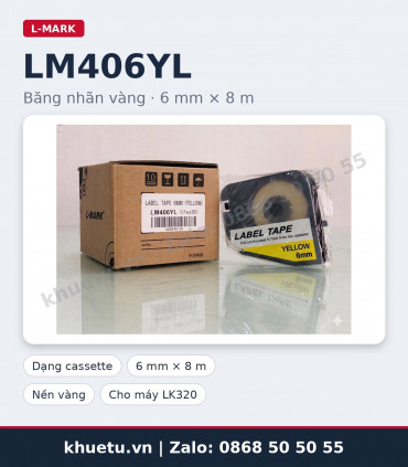 Băng nhãn vàng L-MARK LM406YL 6mm × 8m (nhãn dán đánh dấu) | khuetu.vn