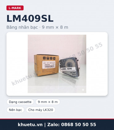 Băng nhãn bạc L-MARK LM409SL 9mm × 8m (nhãn dán đánh dấu) | khuetu.vn
