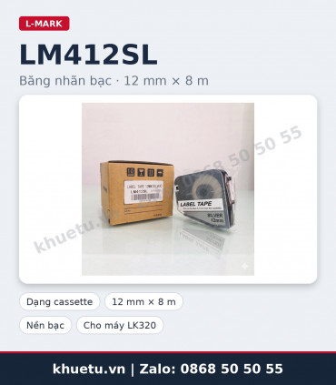 Băng nhãn bạc L-MARK LM412SL 12mm × 8m (nhãn dán đánh dấu) | khuetu.vn