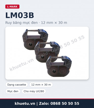 Ruy băng đen L-MARK LM03B 12mm × 30m (in ống PVC, co nhiệt) | khuetu.vn