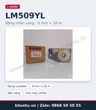 Băng nhãn vàng L-MARK LM509YL 9mm × 20m (nhãn dán đánh dấu) | khuetu.vn