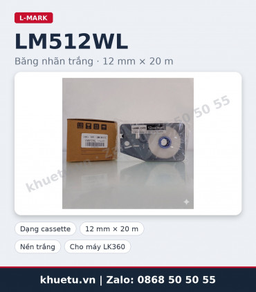 Băng nhãn trắng L-MARK LM512WL 12mm × 20m (nhãn dán đánh dấu) | khuetu.vn
