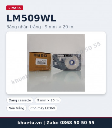 Băng nhãn trắng L-MARK LM509WL 9mm × 20m (nhãn dán đánh dấu) | khuetu.vn
