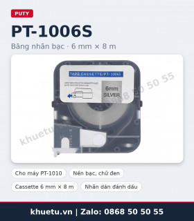 Băng nhãn bạc PUTY PT-1006S 6mm × 8m chính hãng
