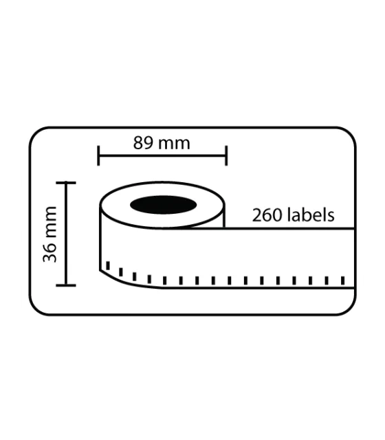 DM-A99012, Black on White, 89mm x 36mm x 260 labels