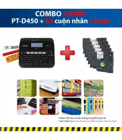 Máy in nhãn Combo: PT-D450 + 5 Cuộn nhãn 12mm | ⓿❽❻❽❺⓿❺⓿❺❺ | Máy in nhãn, máy in tem, máy in mã vạch | khuetu.vn