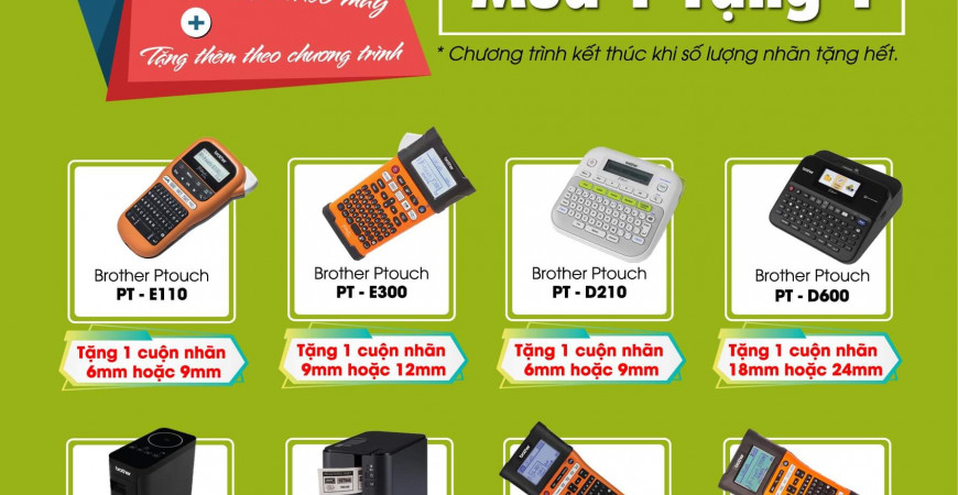 Khuyến mãi "Tặng Nhãn in khi mua Máy in nhãn Brother"